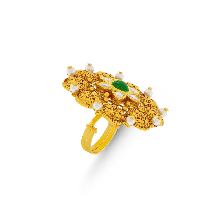 Opulent Antique Ring with Gemstones in 22K Gold
