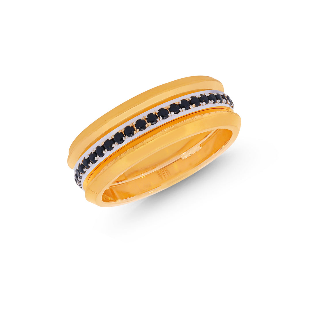 7.75 Size Two tone Band With Sapphire in 22K Gold