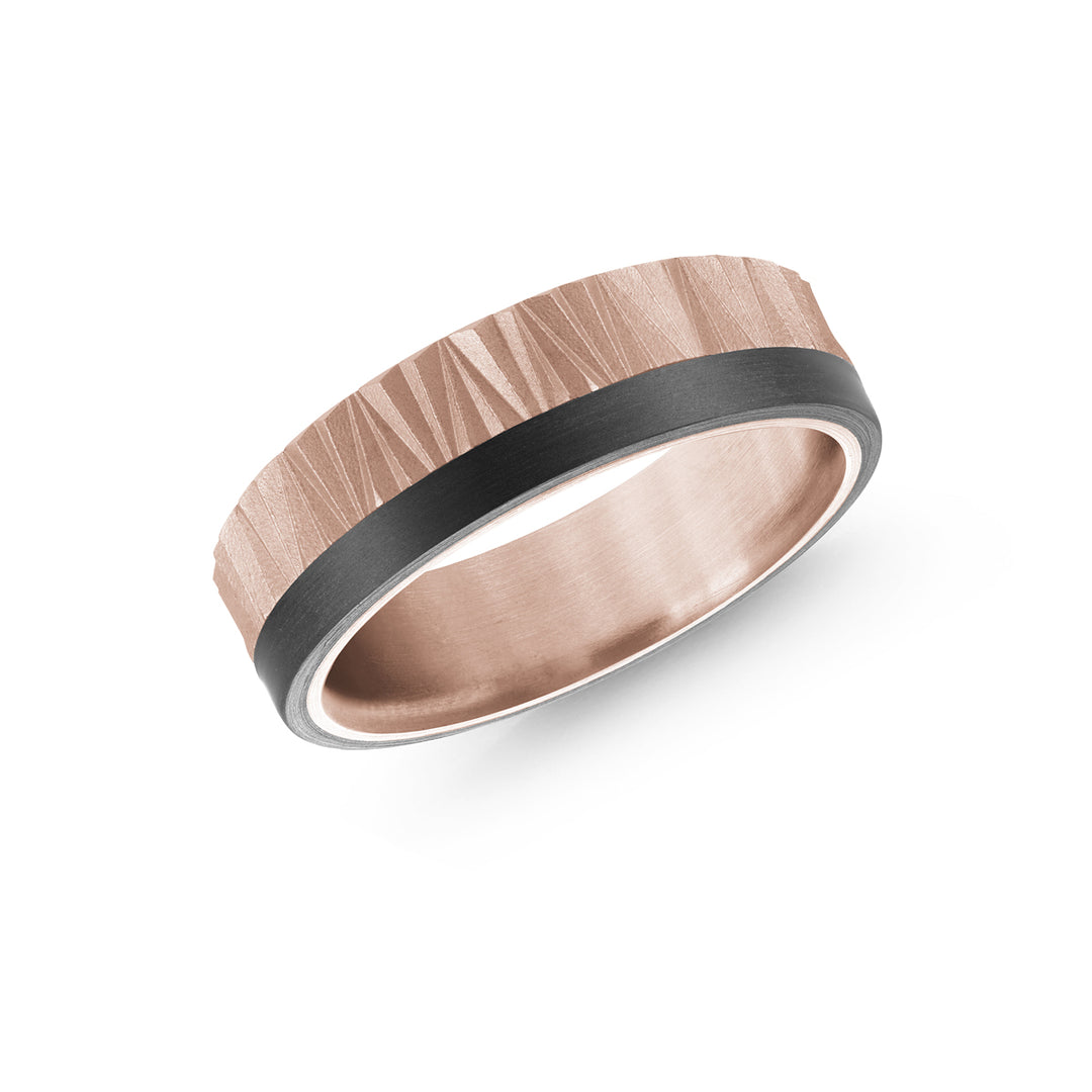 10 Size Two tone Band With Carbon Fiber in 18K Rose Gold