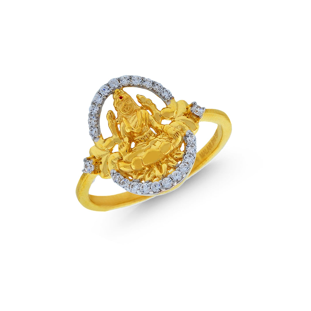 Laxmi Ring with CZ in 22K Gold