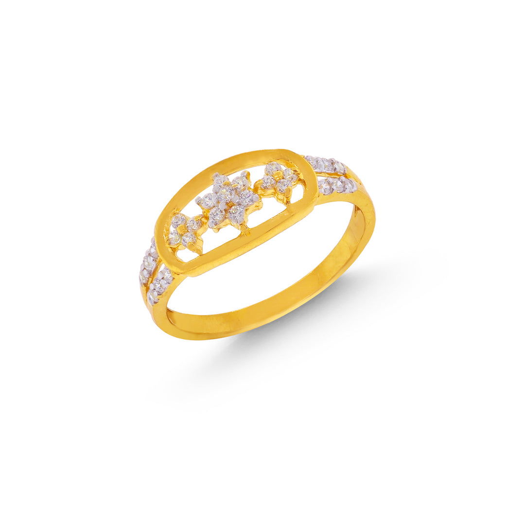 Alluring Two Tone CZ Ring in 22K Gold