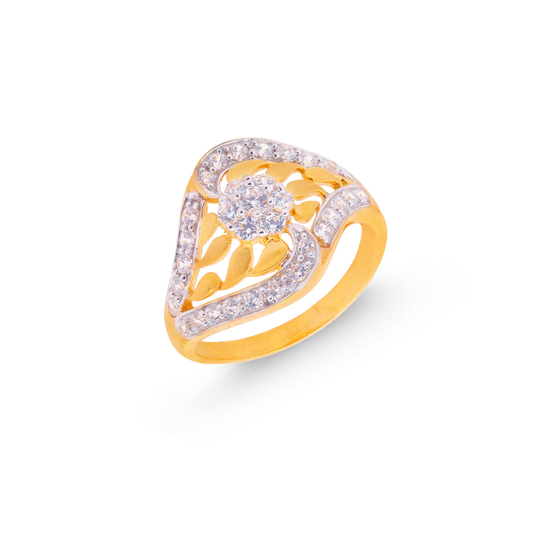 Glamorous Ring With CZ in 22K Gold