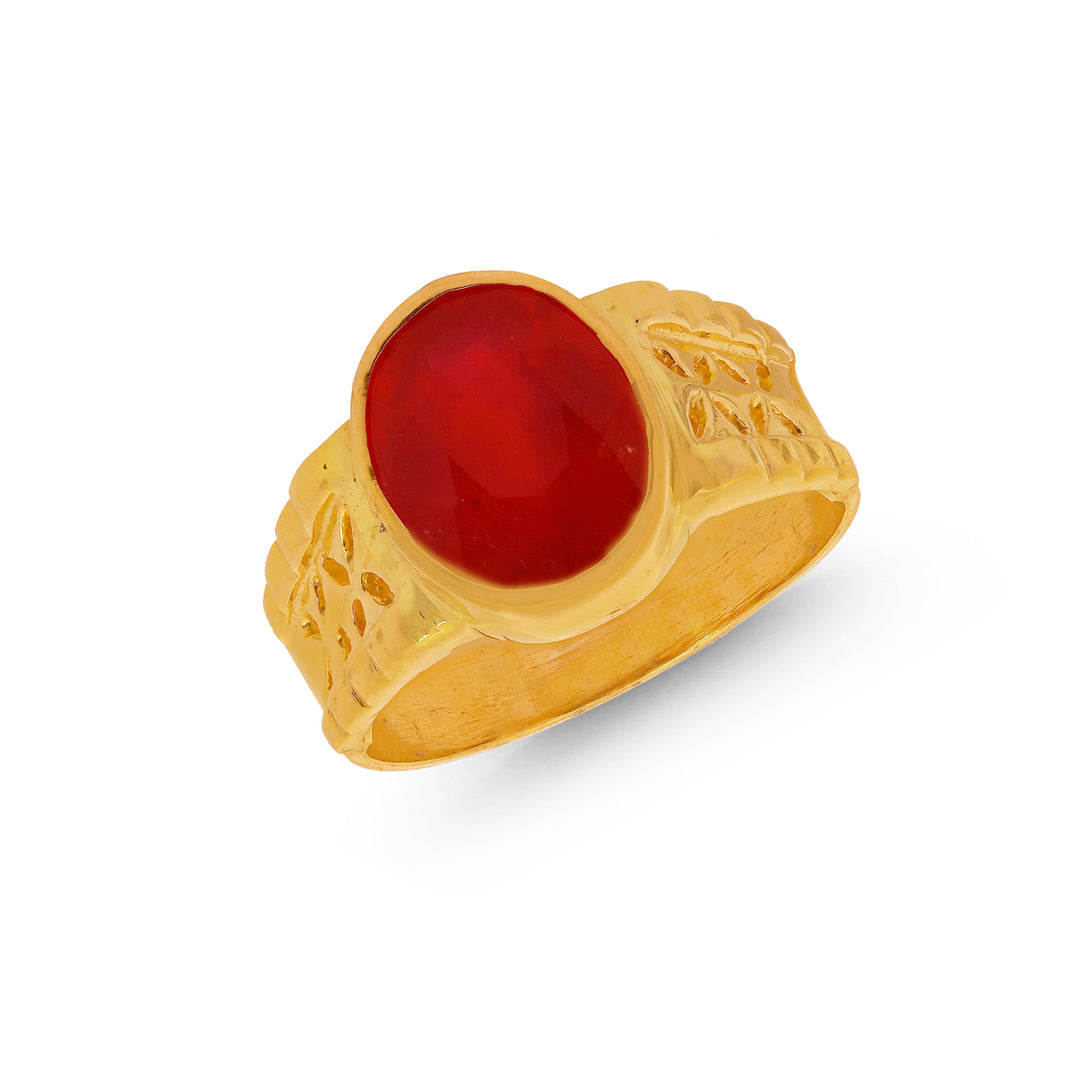 6.3 Carat Ruby Astrological Ring in 22K Gold