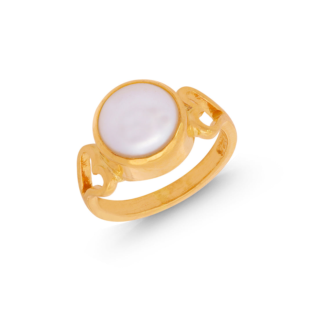 3.5 Carat Pearl Astrological Ring in 22K Gold