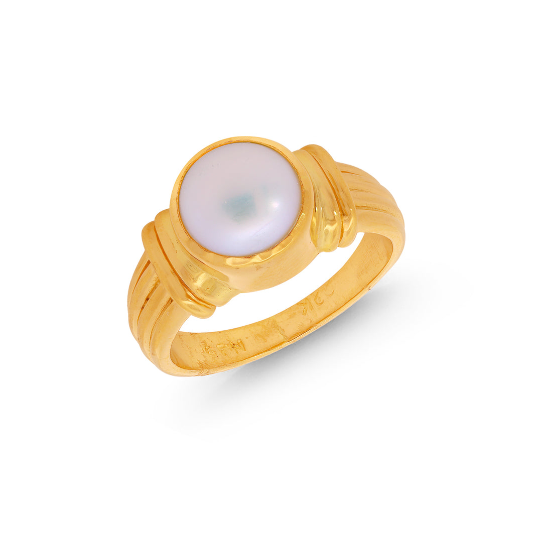 5.8 Carat Pearl Astrological Ring in 22K Gold