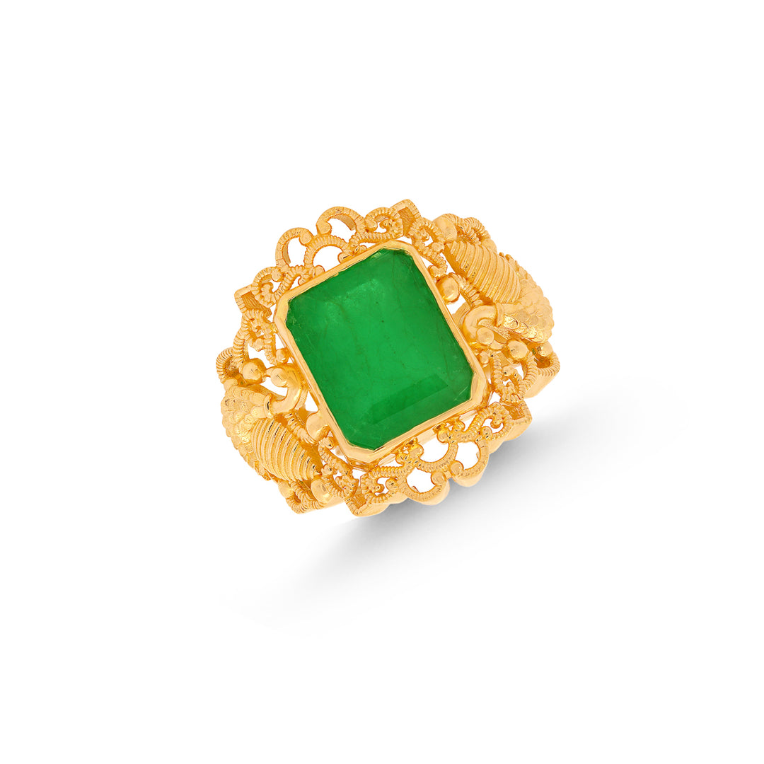 7 Carat Emerald Astrological Ring in 22K Gold