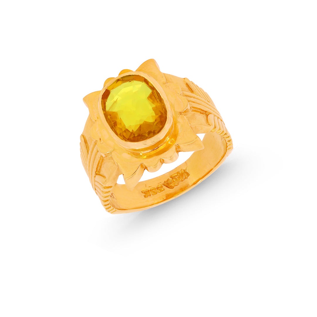 5.3Ct Yellow Sapphire Astrological Ring in 22K Gold
