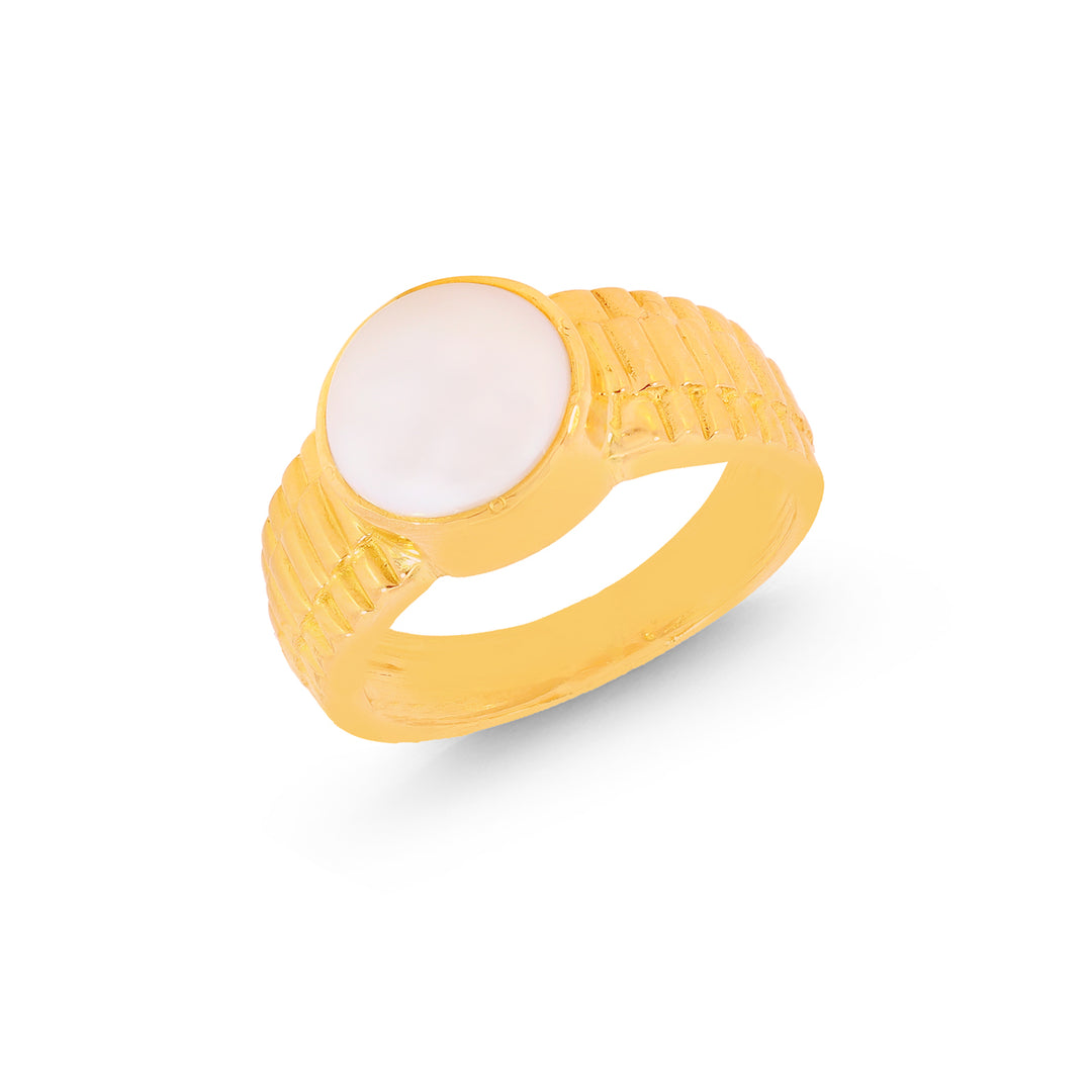 5Ct Astrological Ring With Pearl in 22K Gold