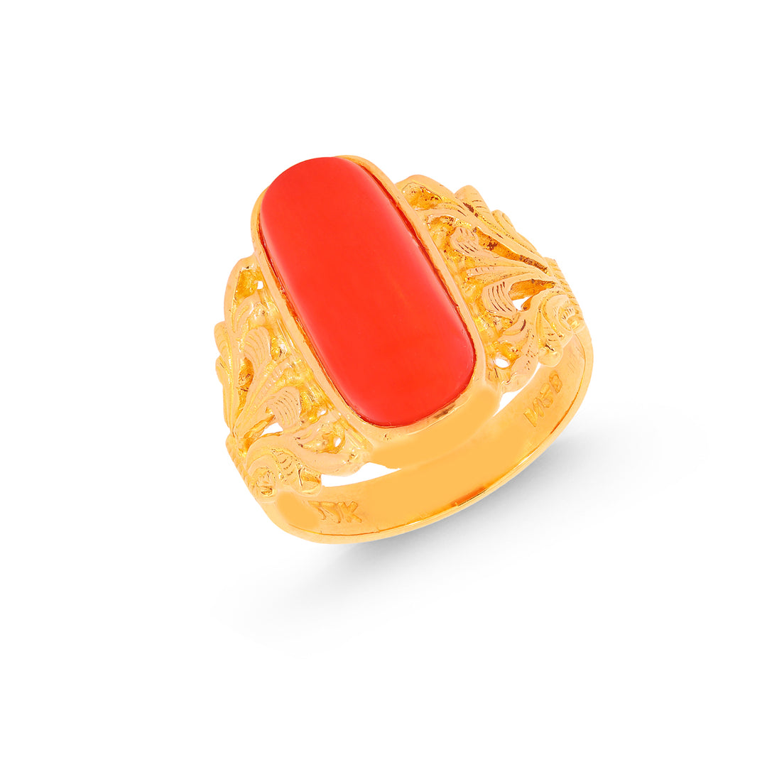 8Ct Astrological Ring With Coral in 22K Gold