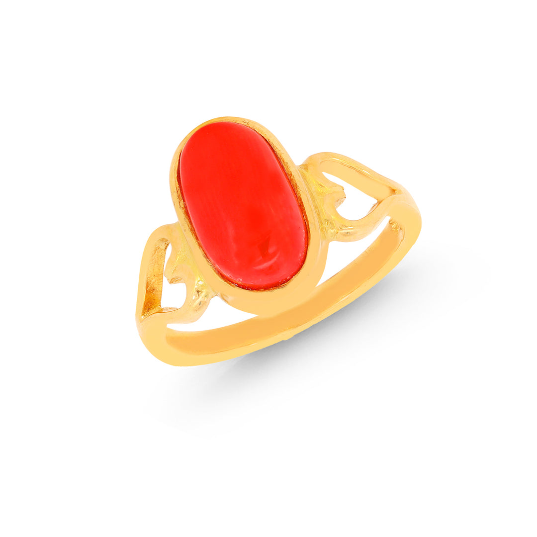 4Ct Astrological Ring With Coral in 22K Gold
