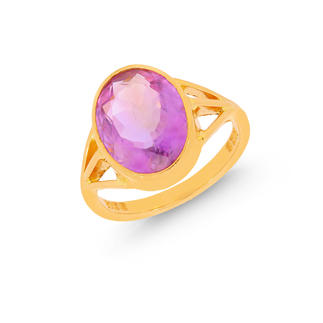 5Ct Astrological Ring With Amethyst in 22K Gold