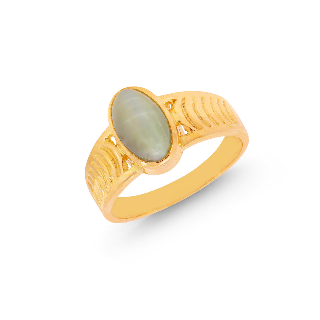4Ct Astrological Ring With Cats Eye in 22K Gold