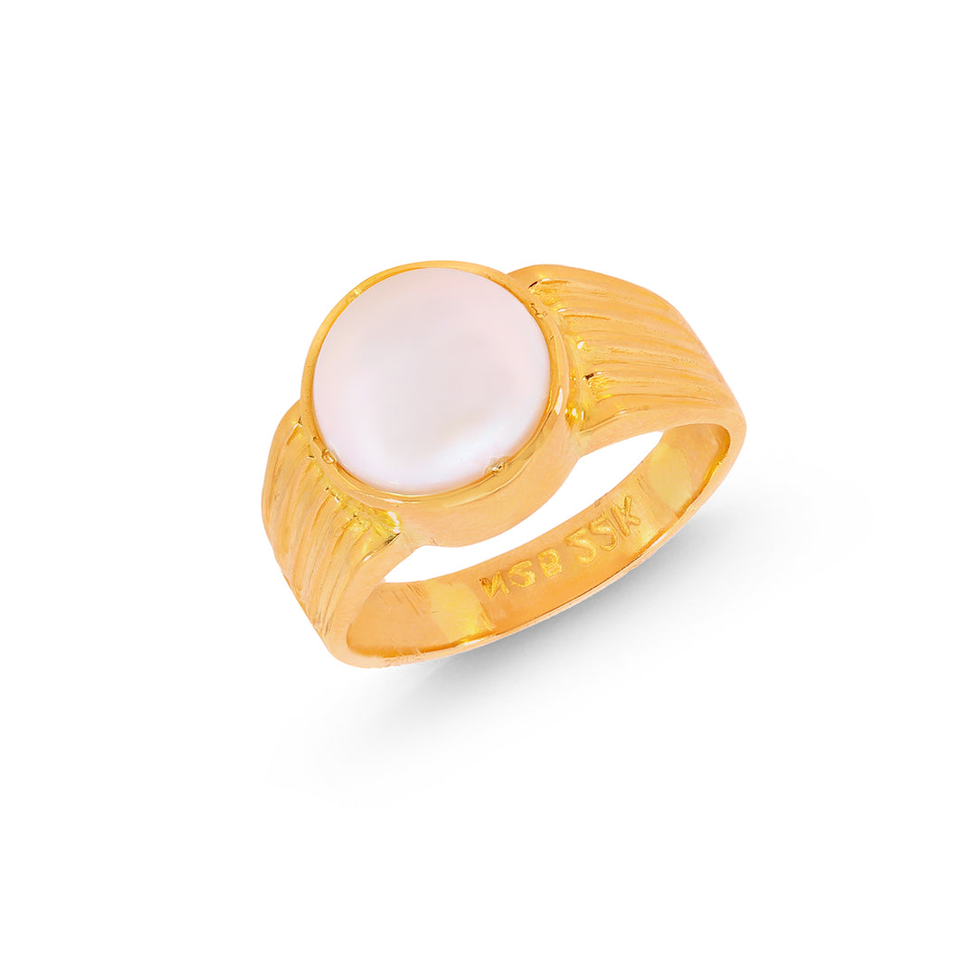 6Ct Astrological Ring With Pearl in 22K Gold