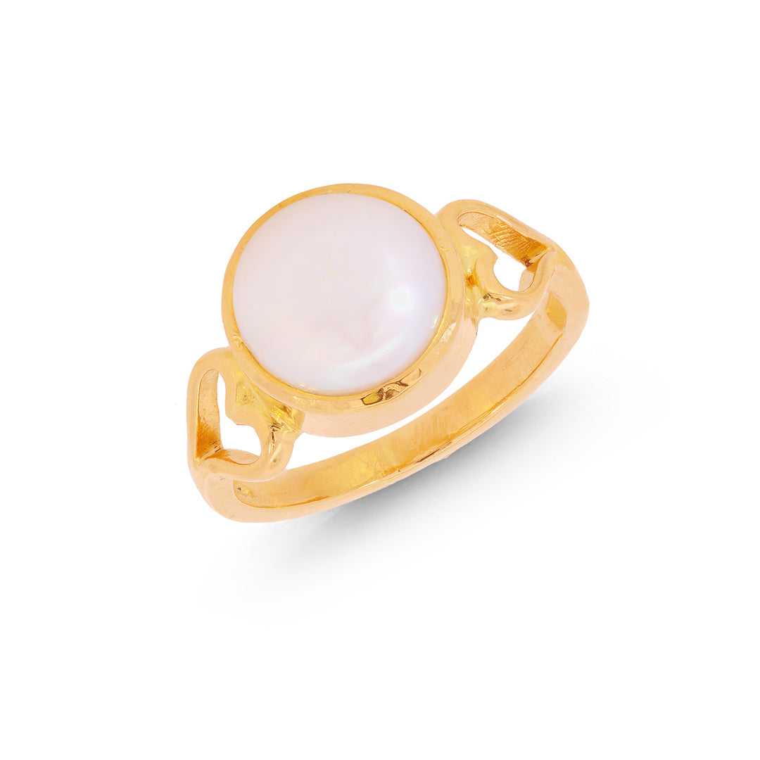 5Ct Astrological Ring With Pearl in 22K Gold