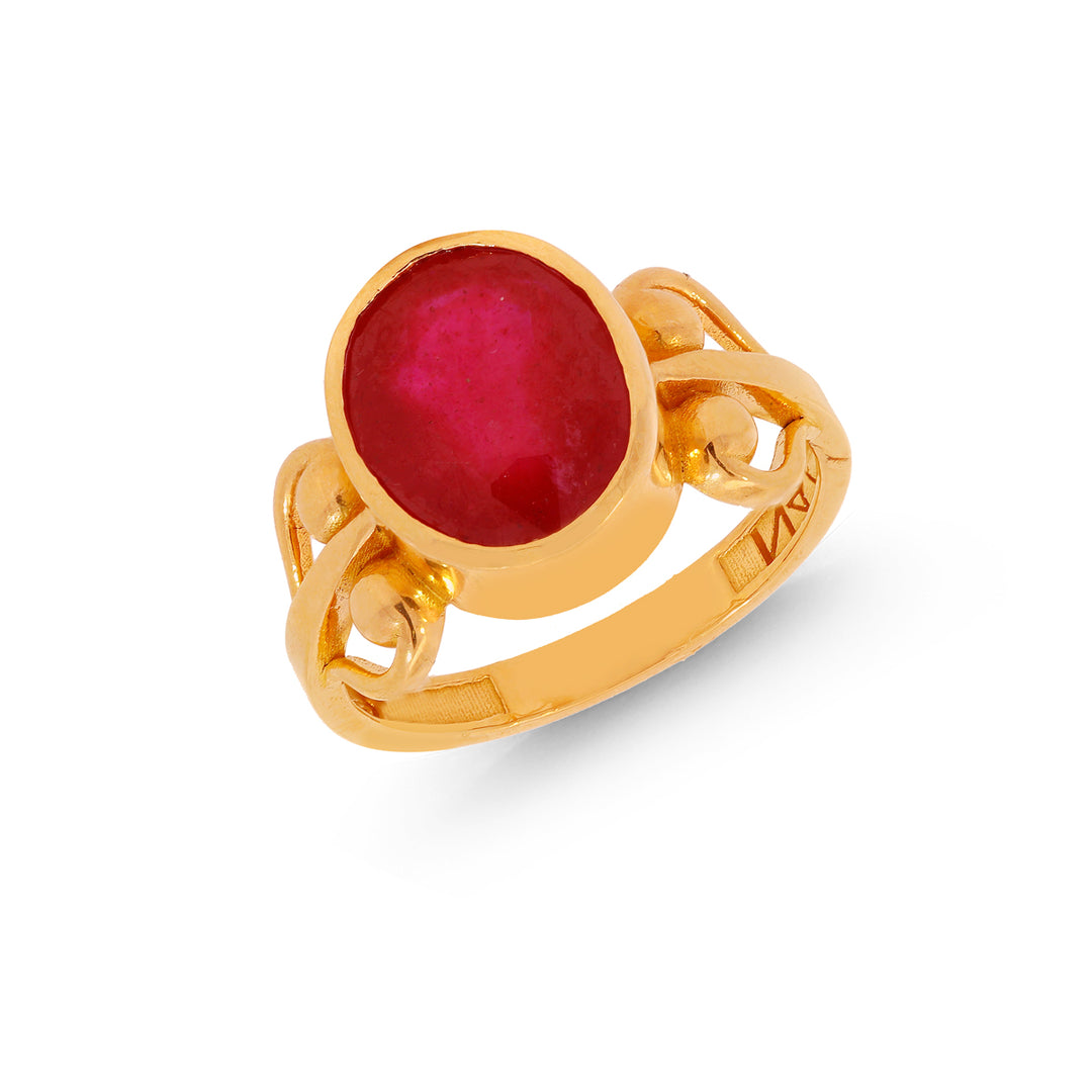 5.00Ct Ruby Astrological Ring in 22K Gold