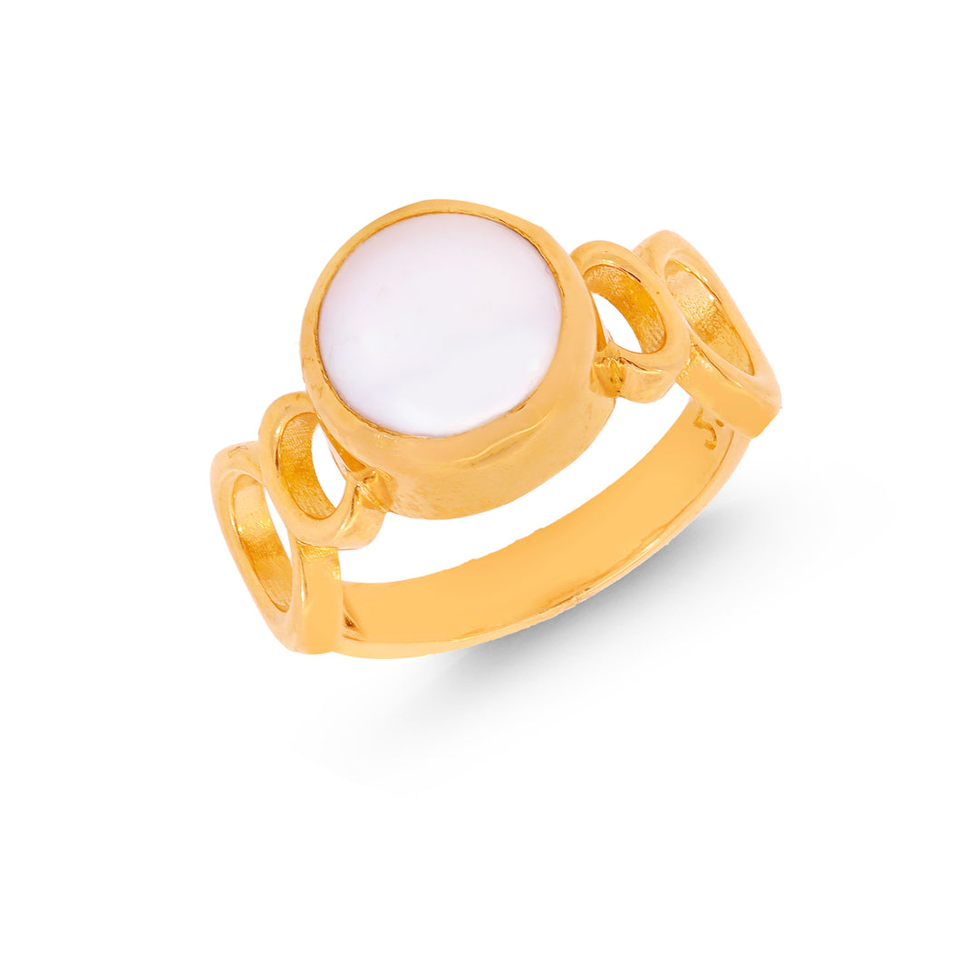 3Ct Pearl Astrological Ring in 22K Gold