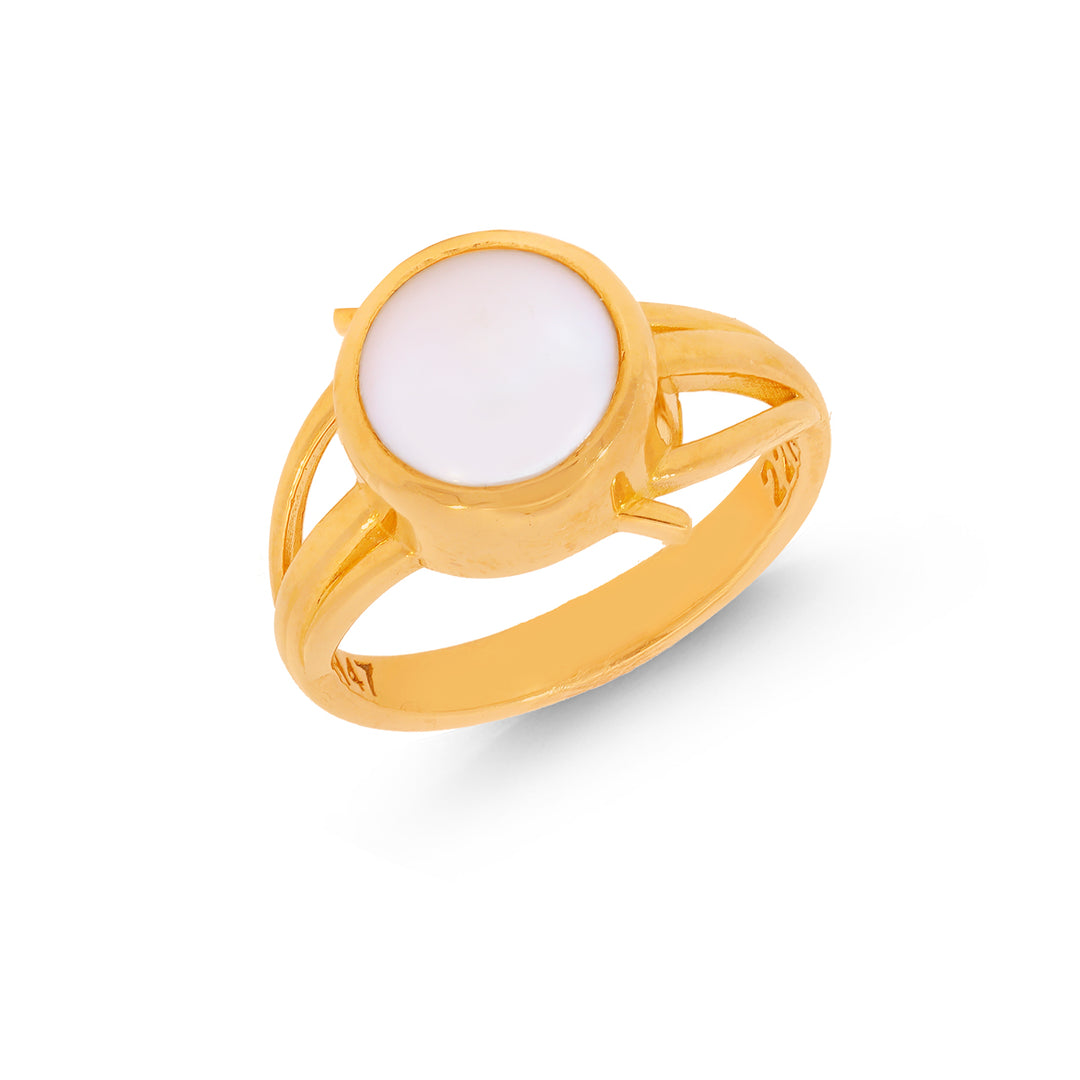 3Ct Pearl Astrological Ring in 22K Gold