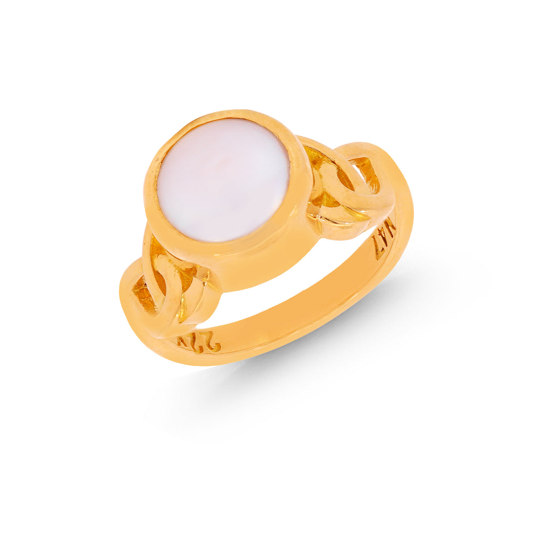 3Ct Pearl Astrological Ring in 22K Gold