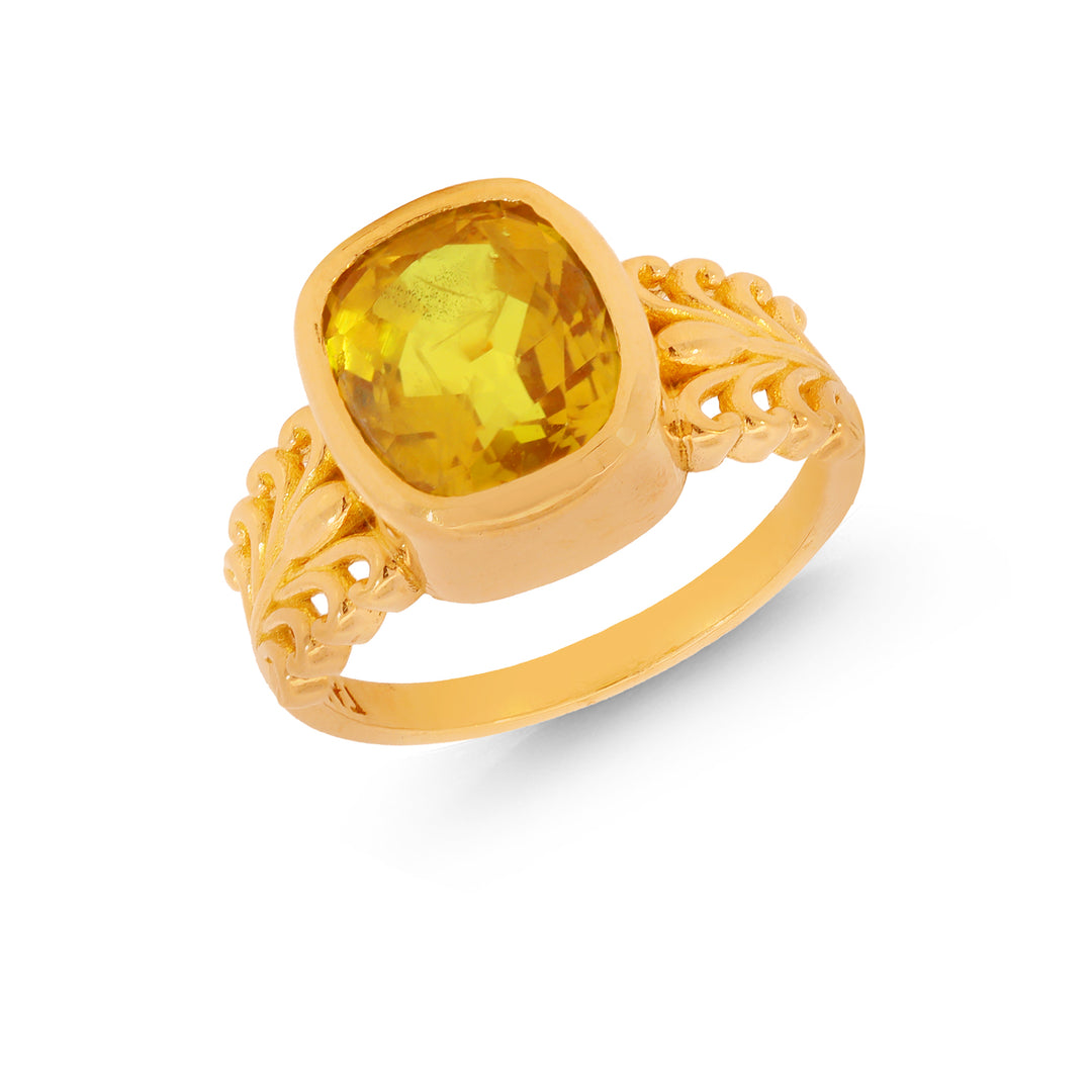 5.7Ct Yellow Sapphire Astrological Ring in 22K Gold