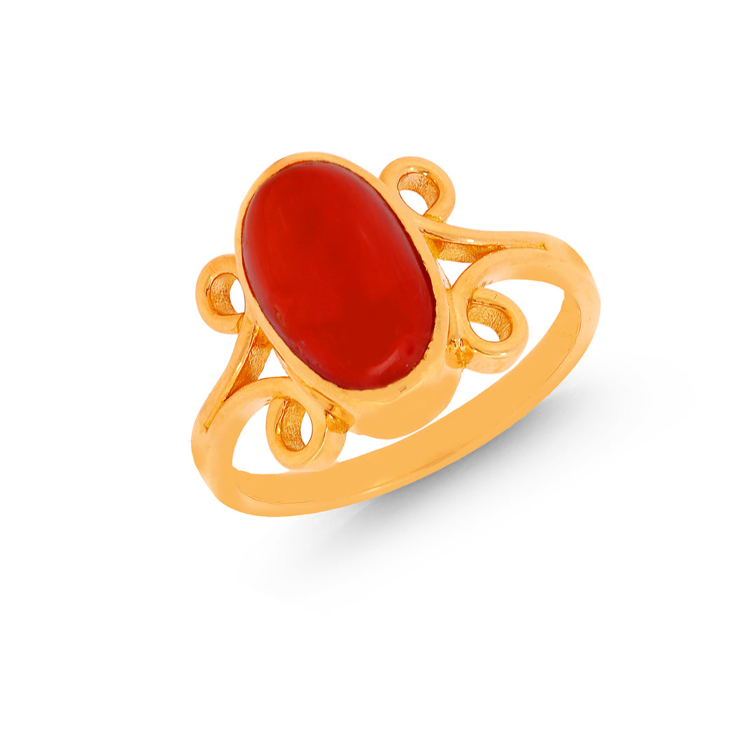 3.7Ct Coral Astrological Ring in 22K Gold