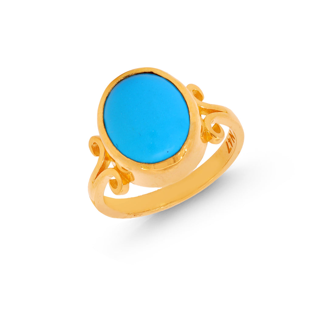 3.3Ct Turquoise Astrological Ring in 22K Gold