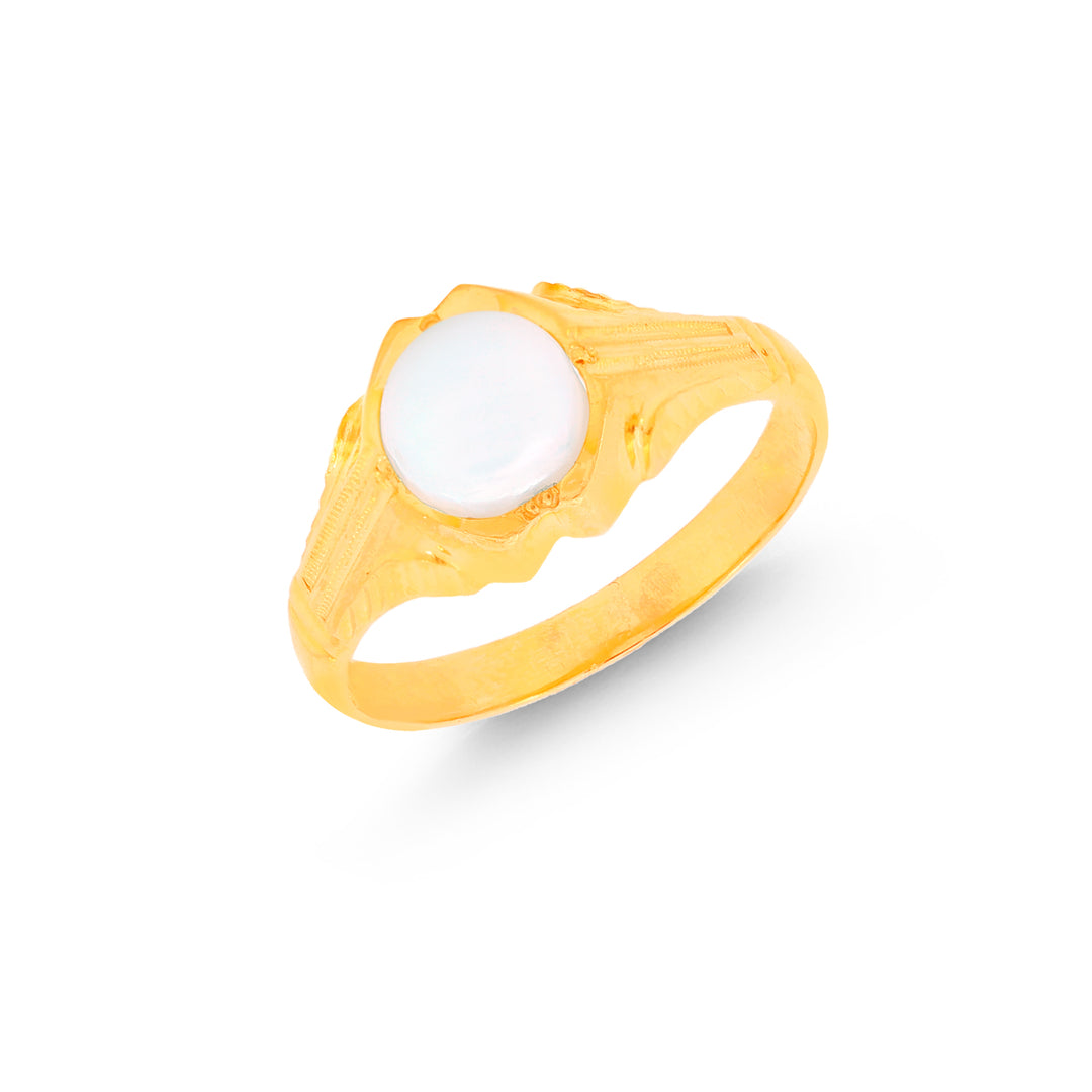 Ornamental Ring With Pearl in 22K Gold