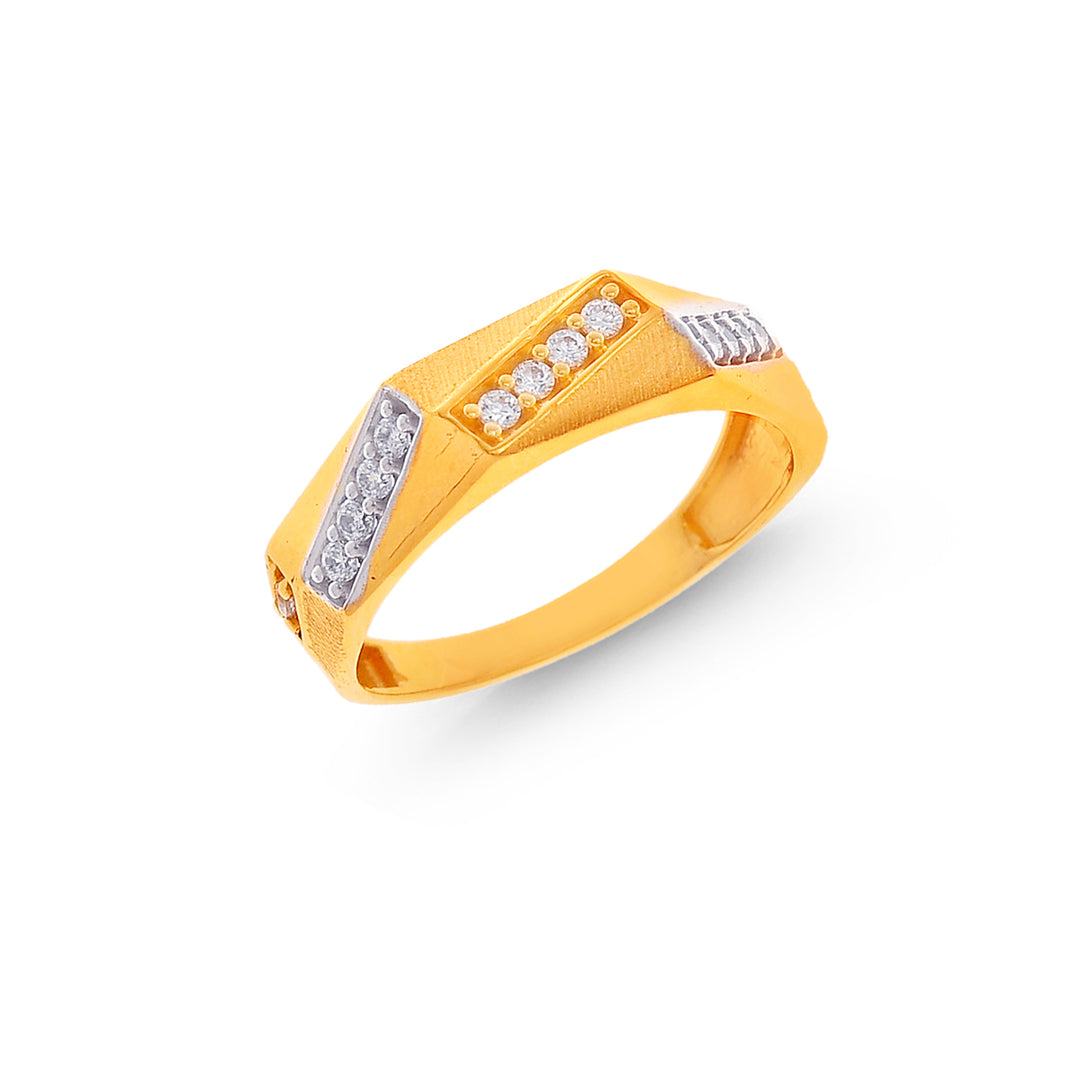 Opulent Yellow Ring With CZ in 22K Gold