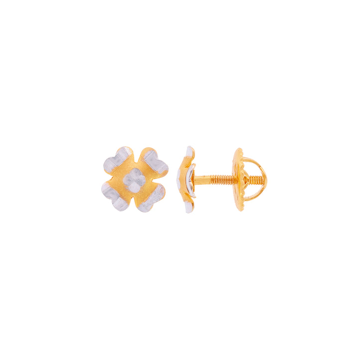 Floral Two tone Earrings in 22K Gold