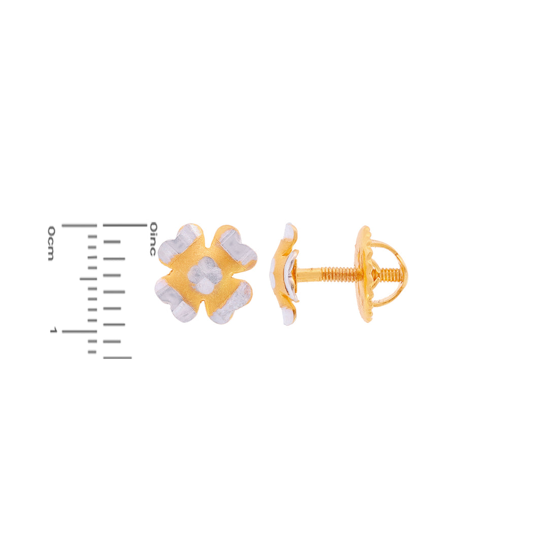 Floral Two tone Earrings in 22K Gold