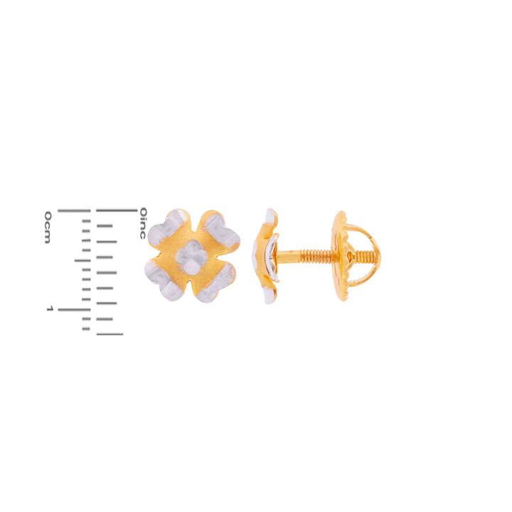 Floral Two tone Earrings in 22K Gold
