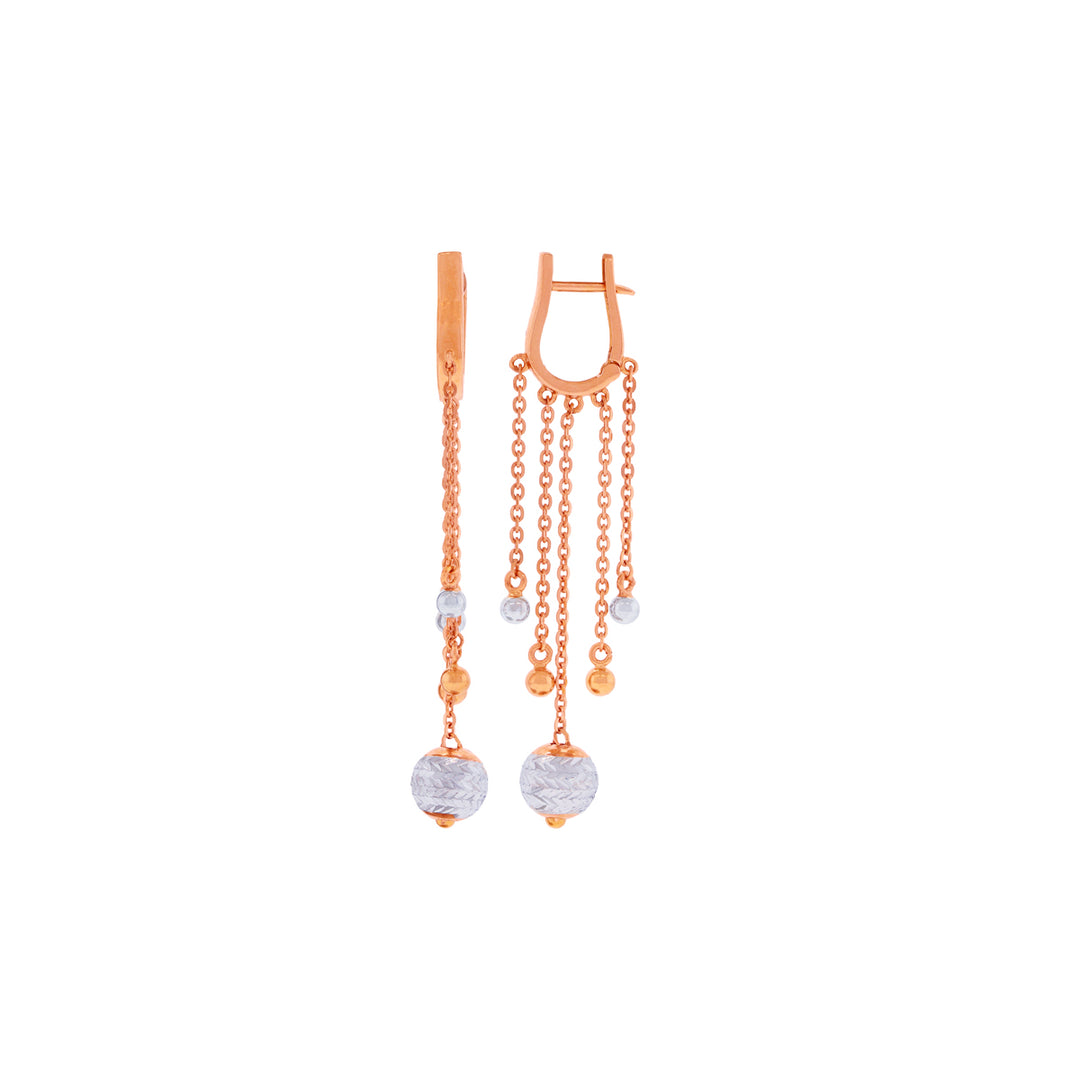 Artistic Long Earrings Two Tone in 18K Rose Gold