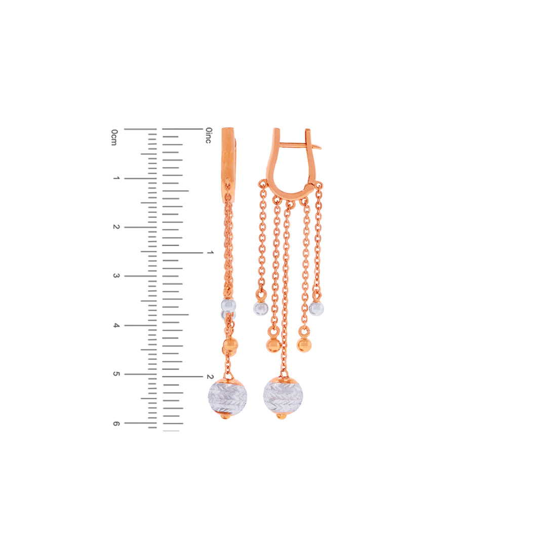 Artistic Long Earrings Two Tone in 18K Rose Gold