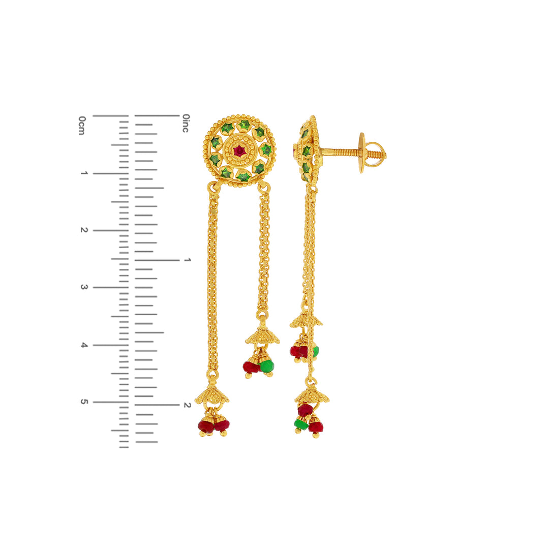 Alluring Earrings with CZ in 22K Gold