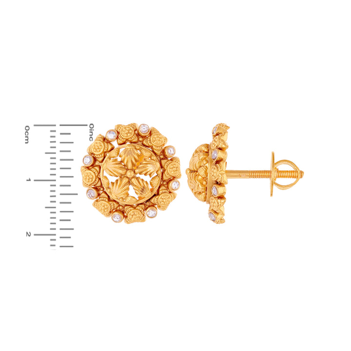 Artistic Antique Earrings With CZ in 22K Gold