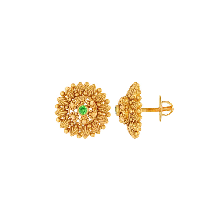 Delightful Antique Earrings With Emerald in 22K Gold