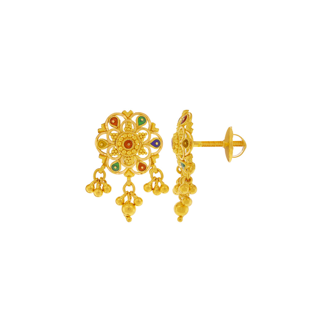 Elegant Minakari Earrings in 22K Gold
