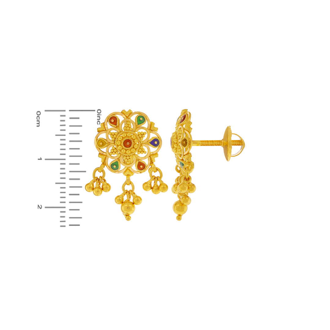 Elegant Minakari Earrings in 22K Gold