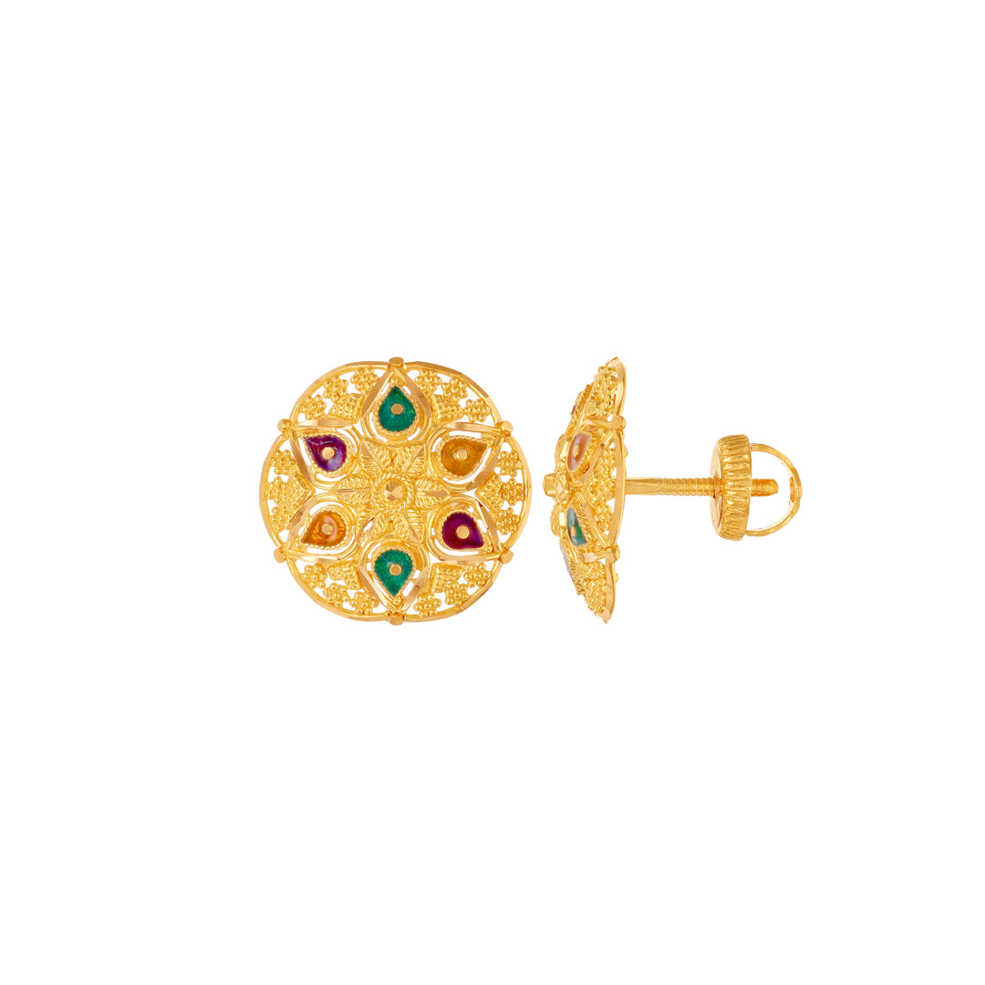 Opulent Minakari Earrings in 22K Gold