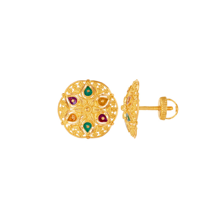 Opulent Minakari Earrings in 22K Gold