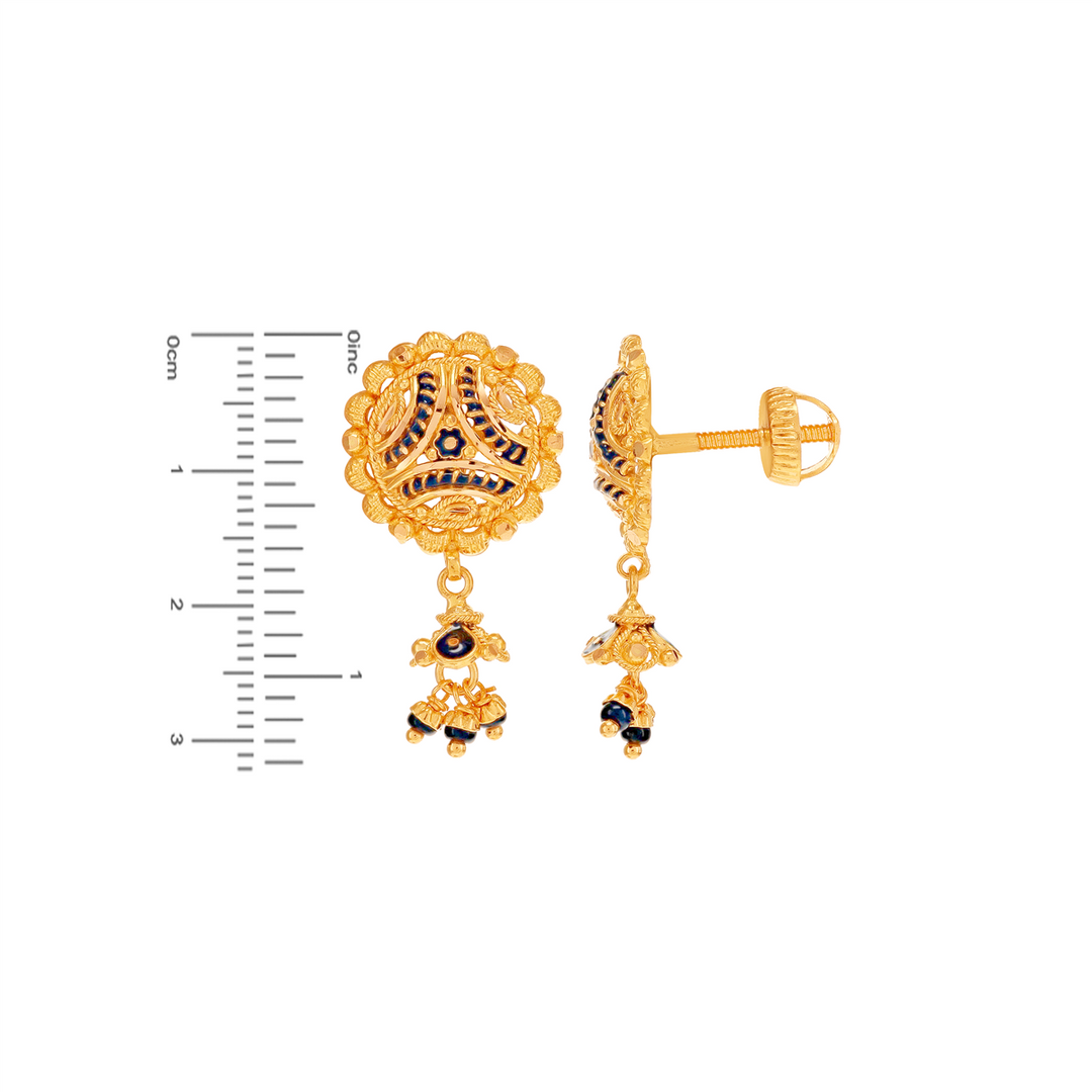Alluring Minakari Earrings in 22K Gold