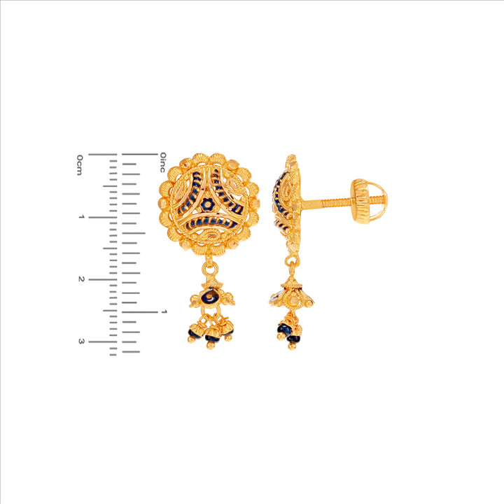 Alluring Minakari Earrings in 22K Gold