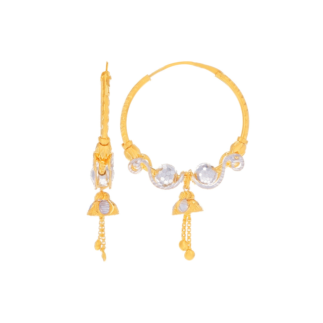 Glamorous Two tone Bali/Hoops in 22K Gold