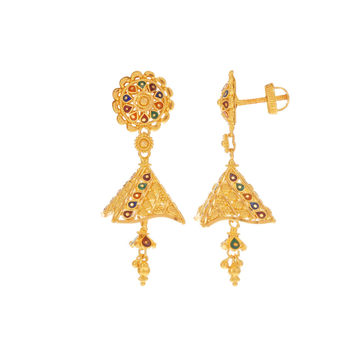 Lovely Minakari Jhumkha in 22K Gold