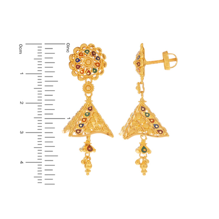 Lovely Minakari Jhumkha in 22K Gold