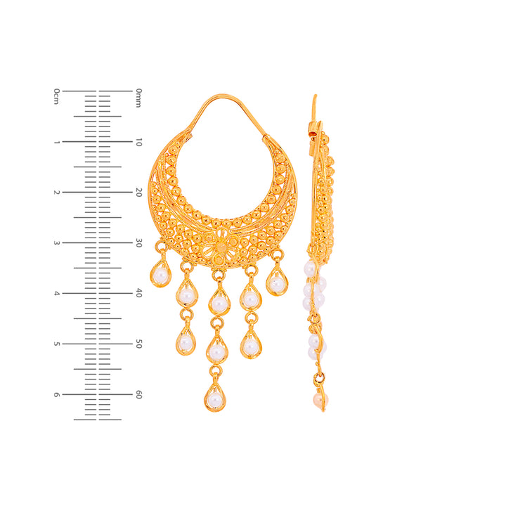 Intricate Bali/Hoops With Gemstones in 22K Gold