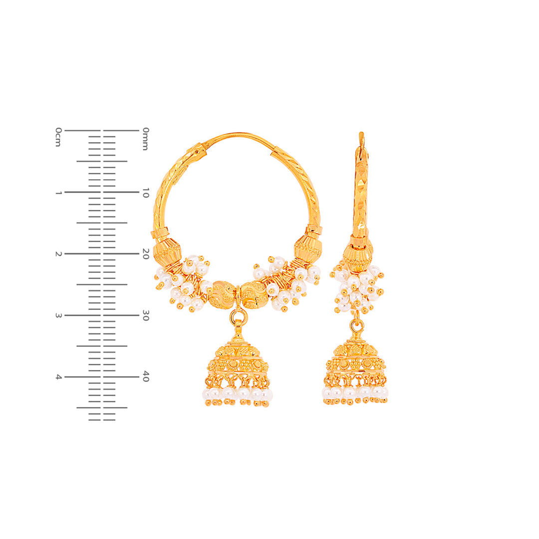 Lovely Bali/Hoops With Pearl in 22K Gold