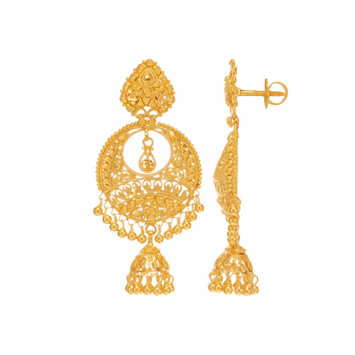 Delightful Yellow Gold Chandbali in 22K Gold