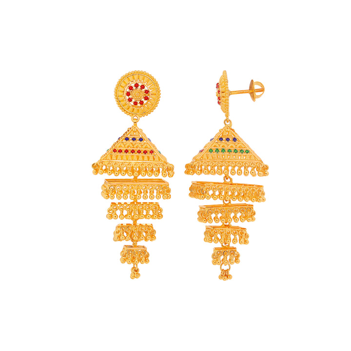 Intricate Minakari Jhumkha in 22K Gold
