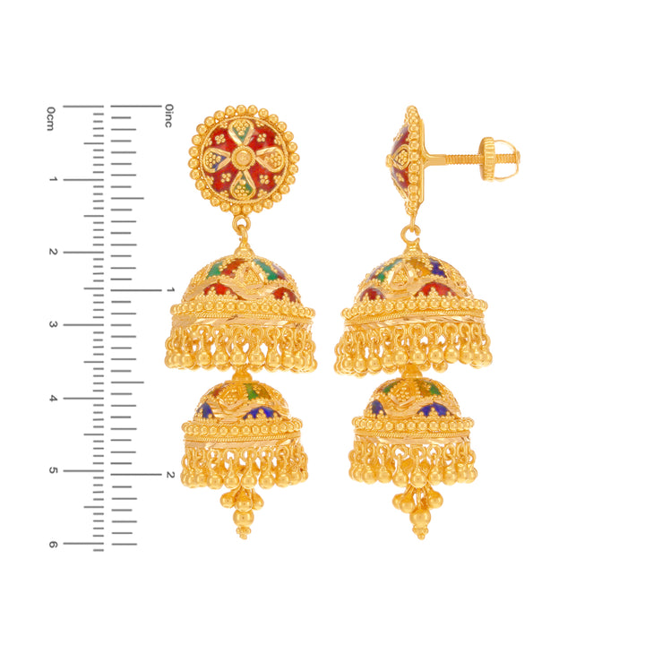 Delightful Minakari Jhumkha in 22K Gold