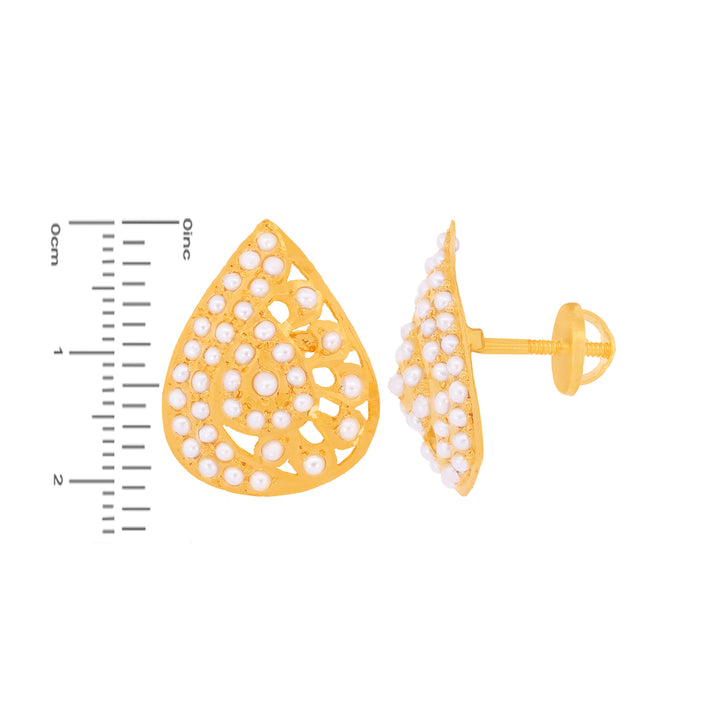 Opulent Earrings With Pearl in 22K Gold